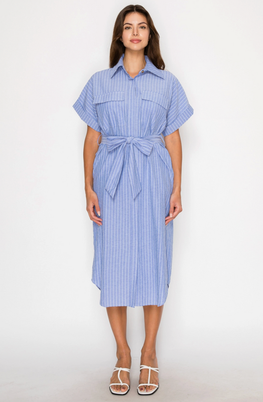 Nautical Stripe Shirt Dress