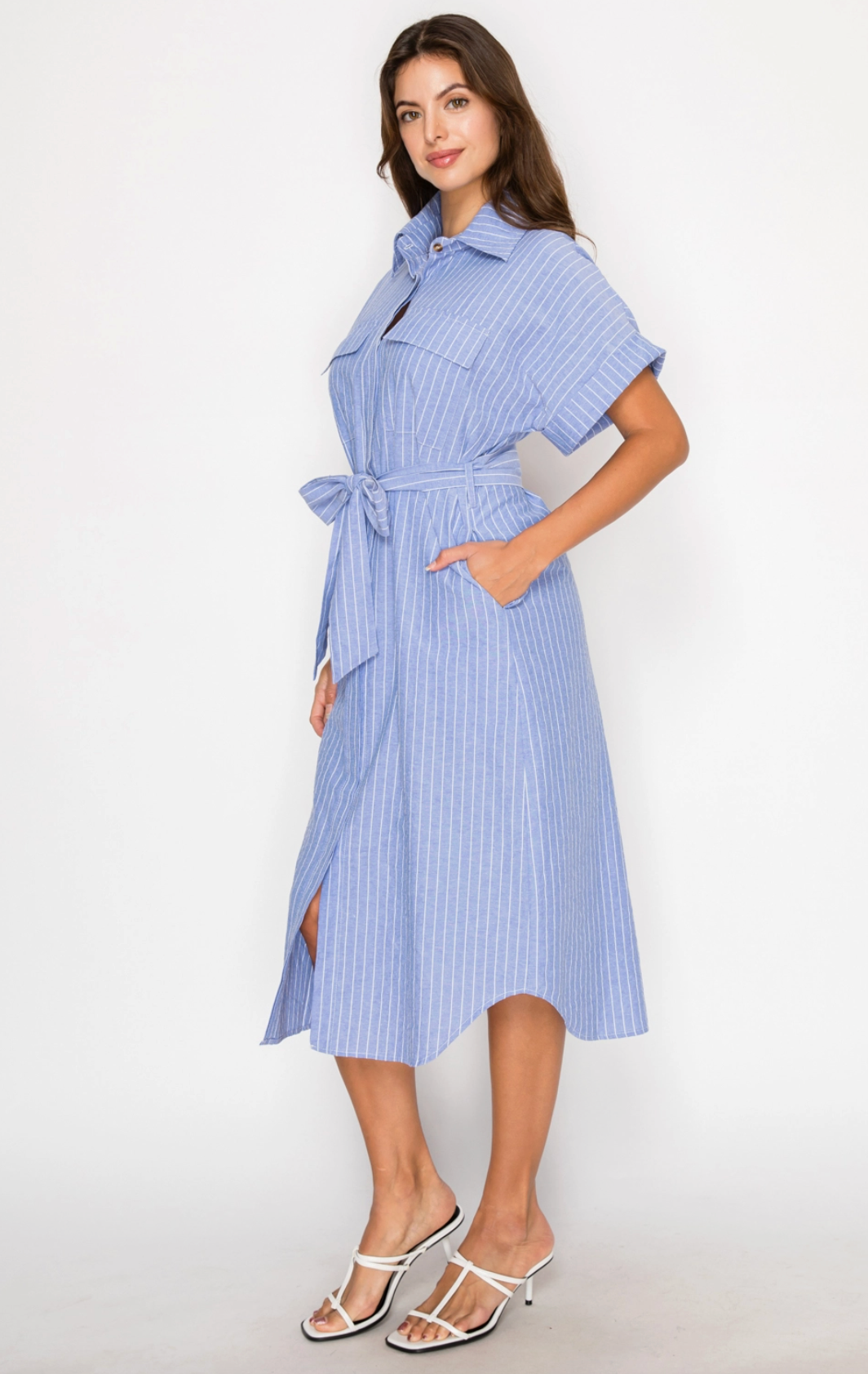 Nautical Stripe Shirt Dress