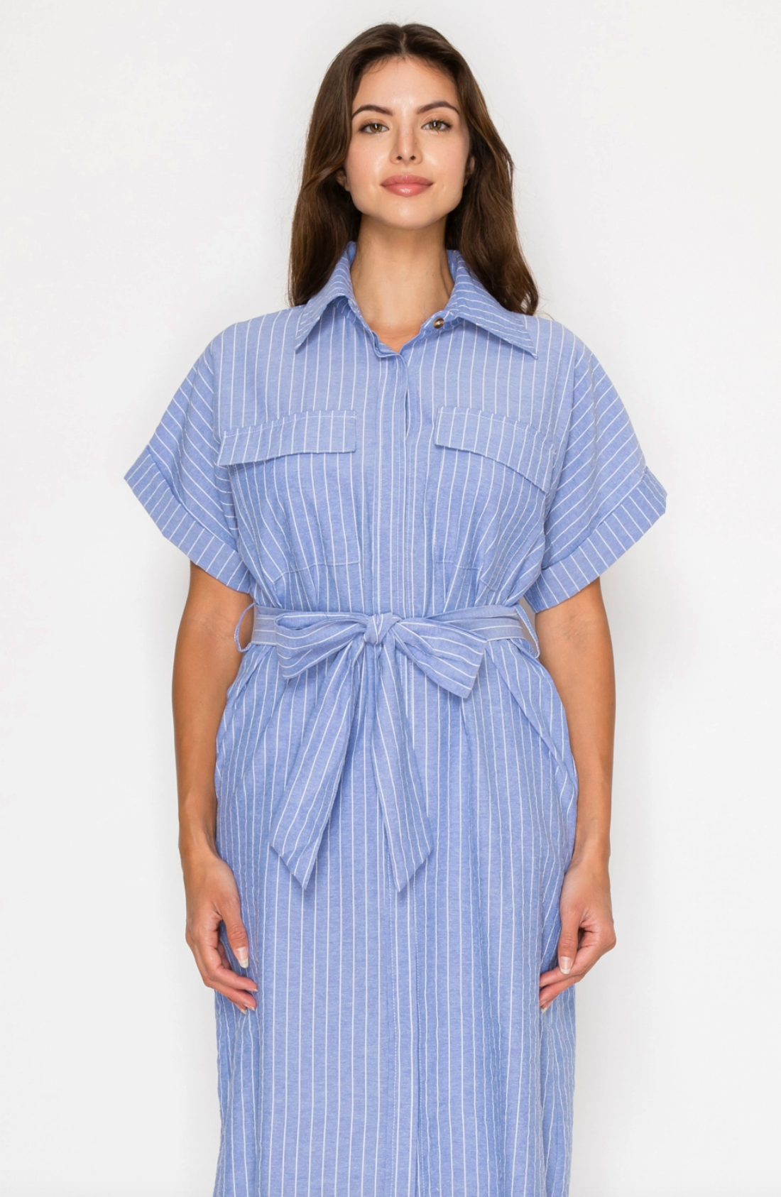 Nautical Stripe Shirt Dress
