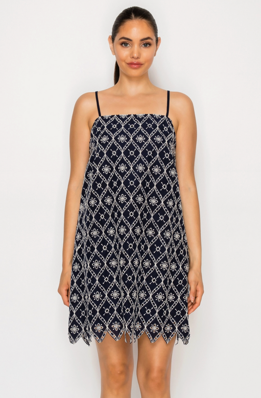 Selene's Embroidery Mini Dress