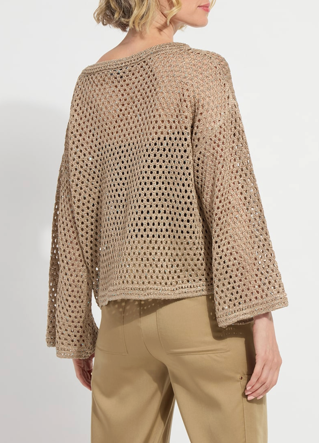 Bailey Slouchy Net Mesh Knit in Raw Umber Sequins