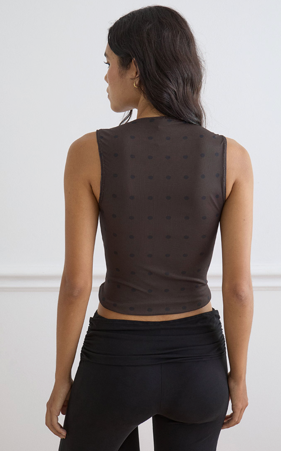 Lihat Mesh Polka Dot Top