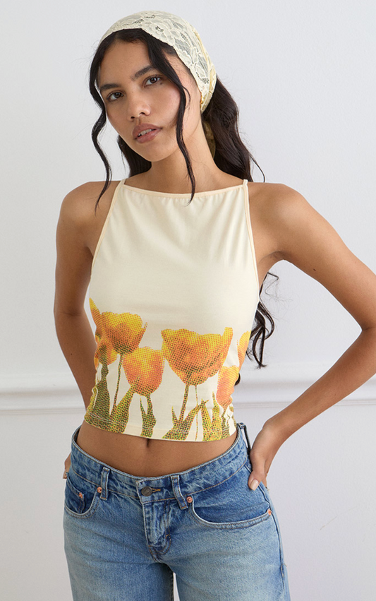 Buttermilk Blurry Tulip Dudley Top