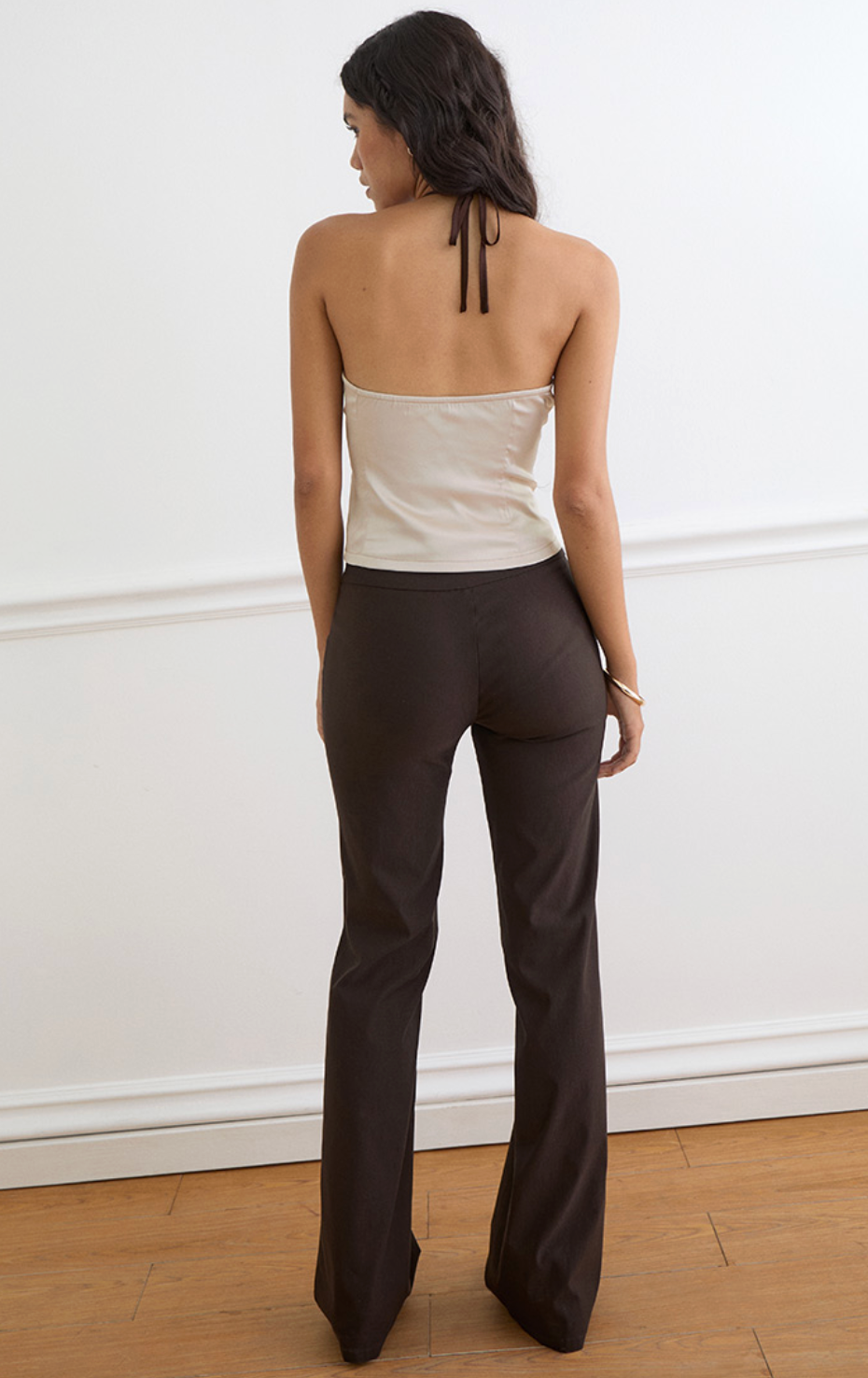 Rovania Backless Halter Satin Top