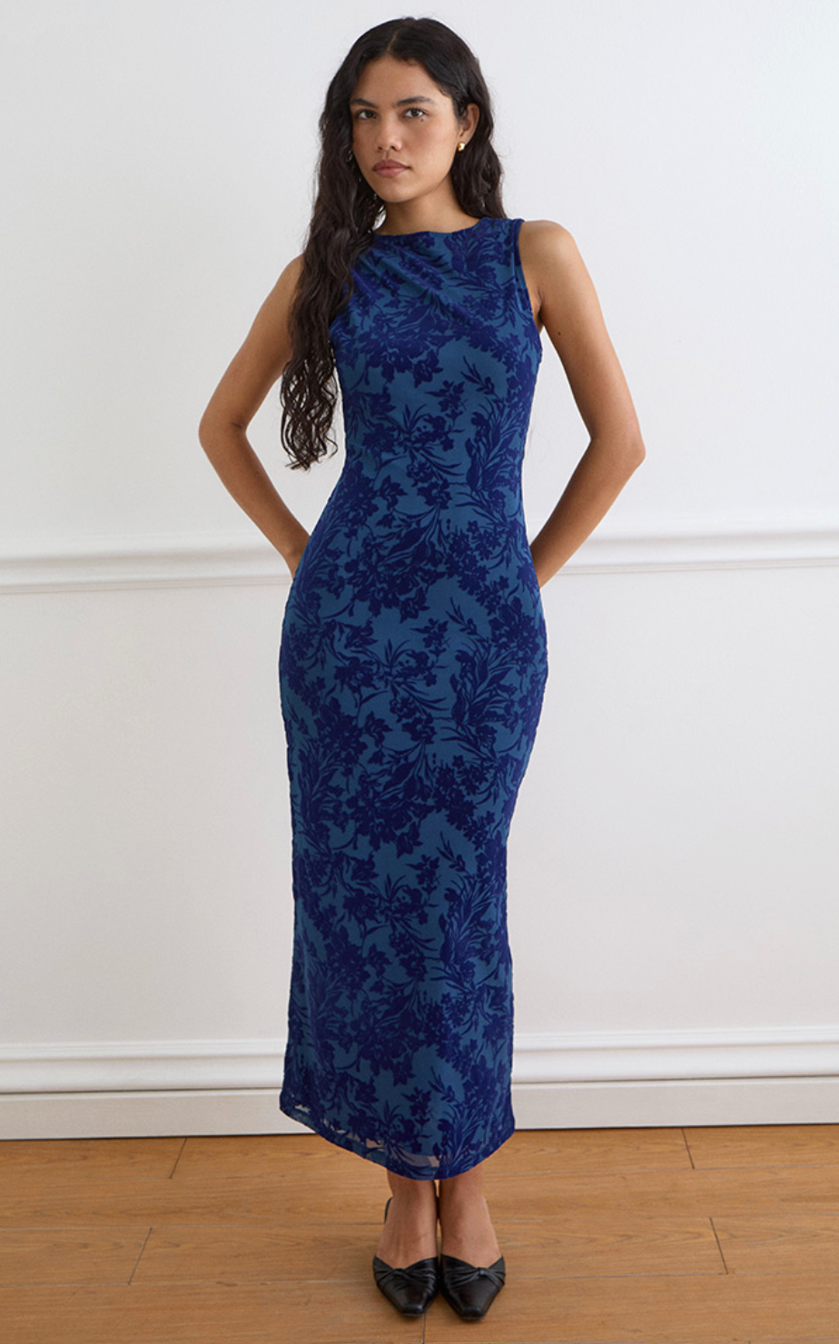Midnight Leaf Flock Ventura Maxi Dress