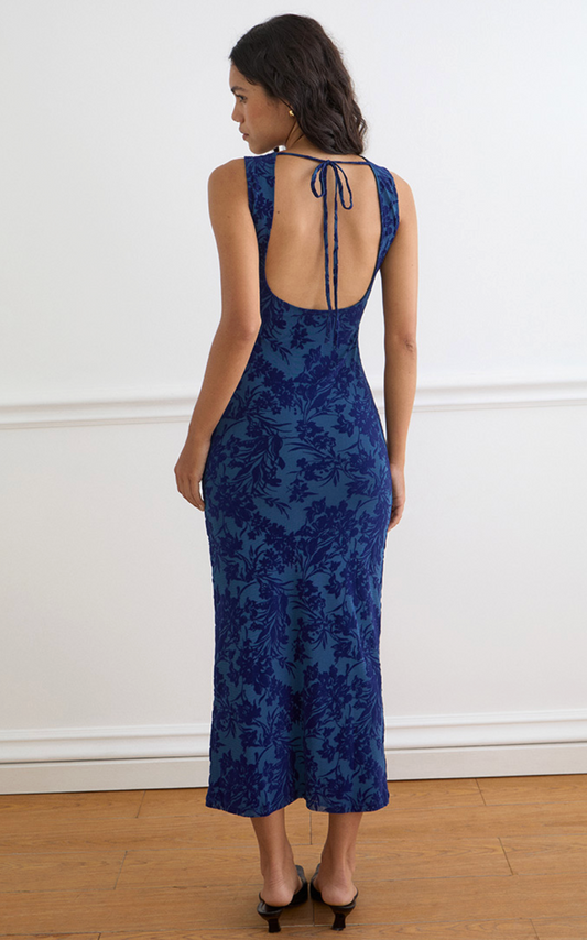 Midnight Leaf Flock Ventura Maxi Dress