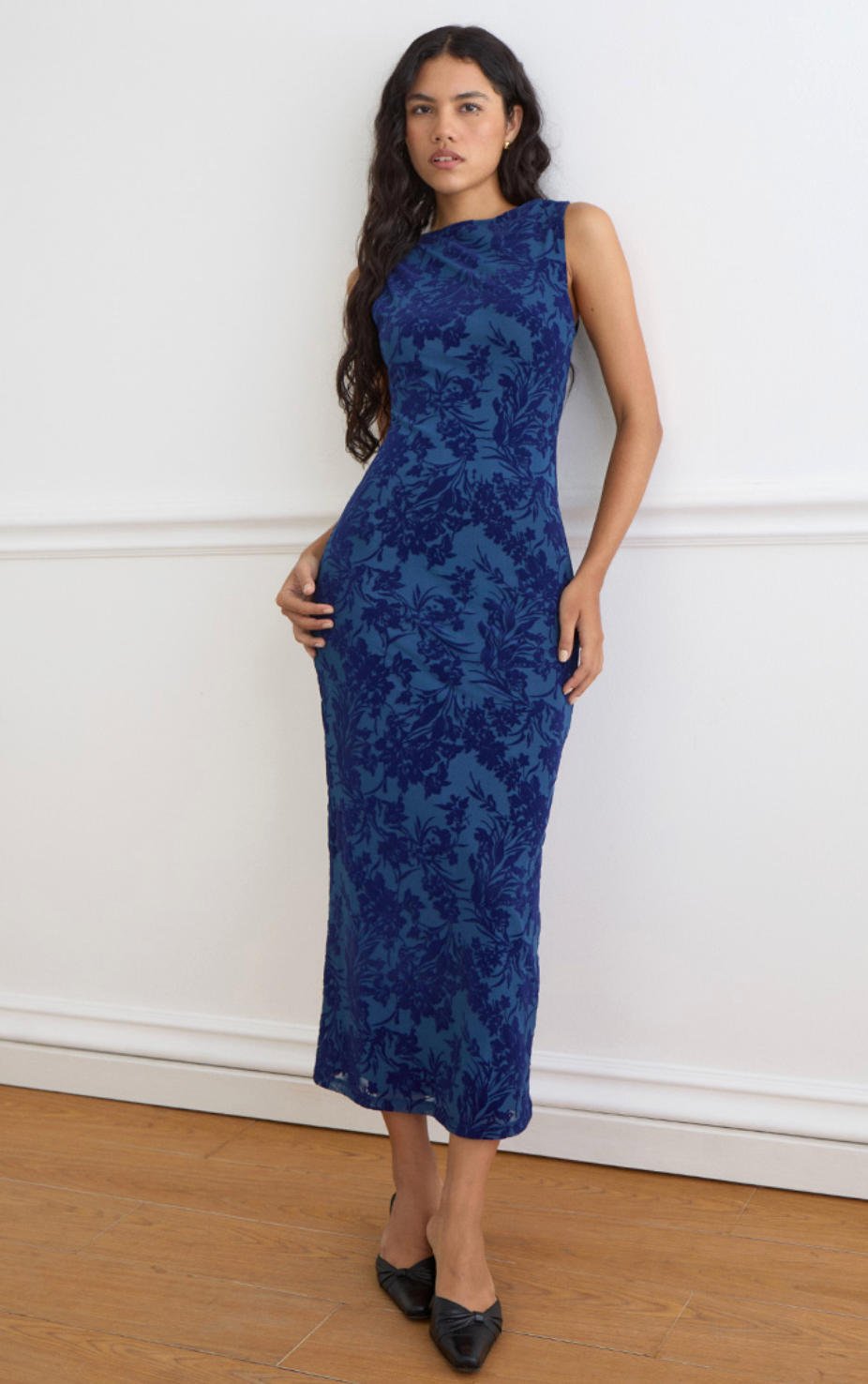 Midnight Leaf Flock Ventura Maxi Dress