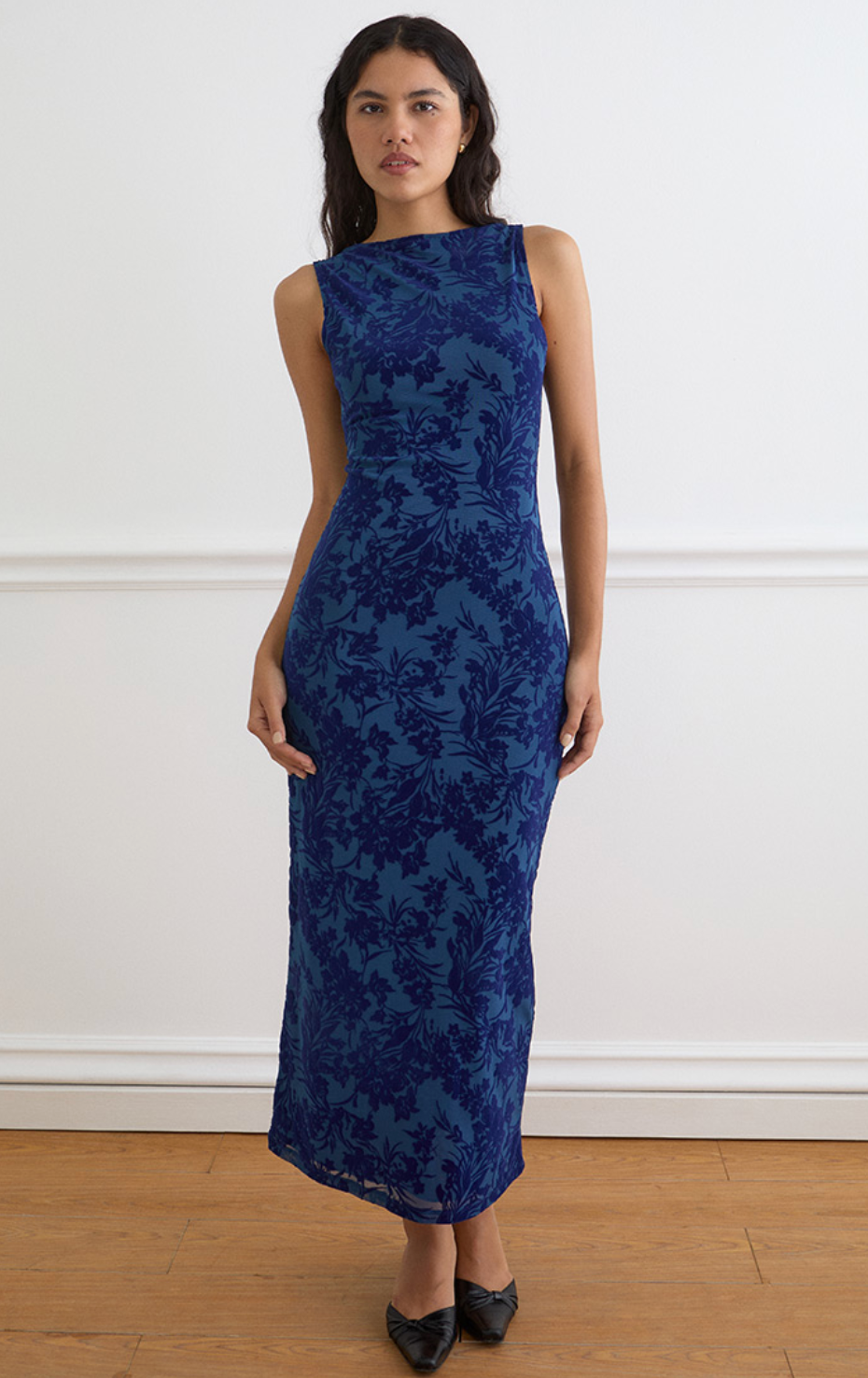 Midnight Leaf Flock Ventura Maxi Dress