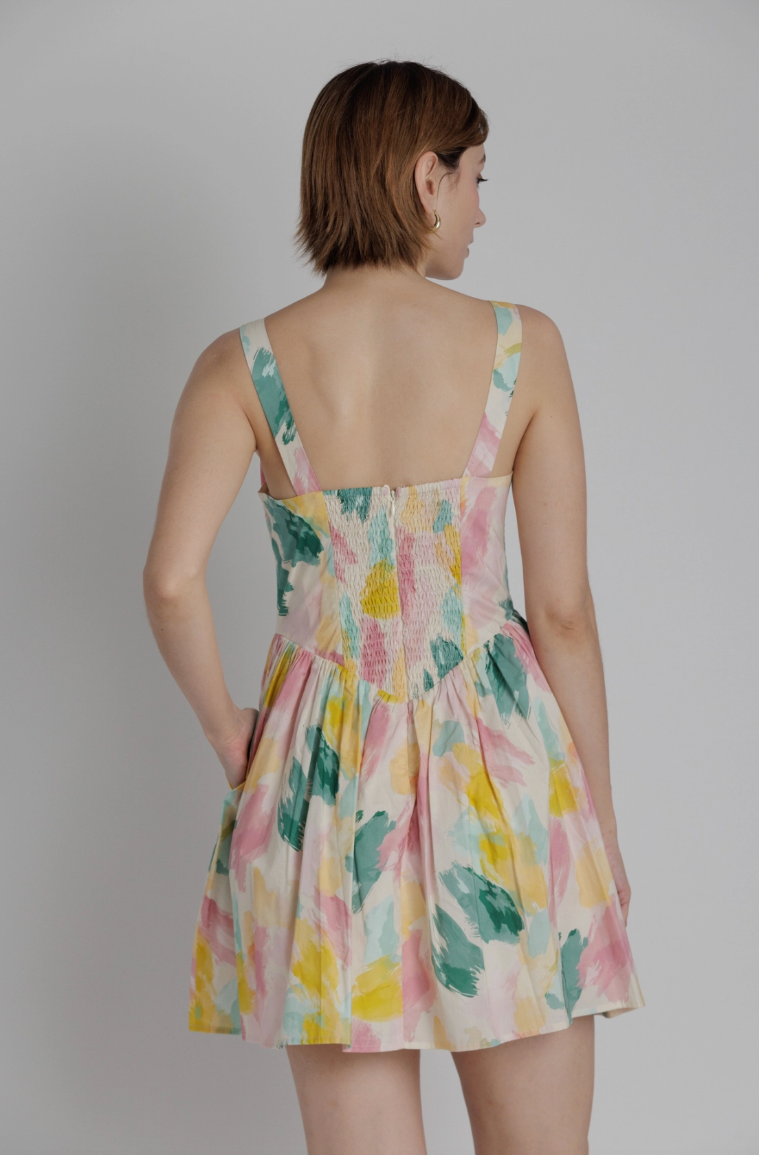 Watercolor Mini Dress w/ Ties