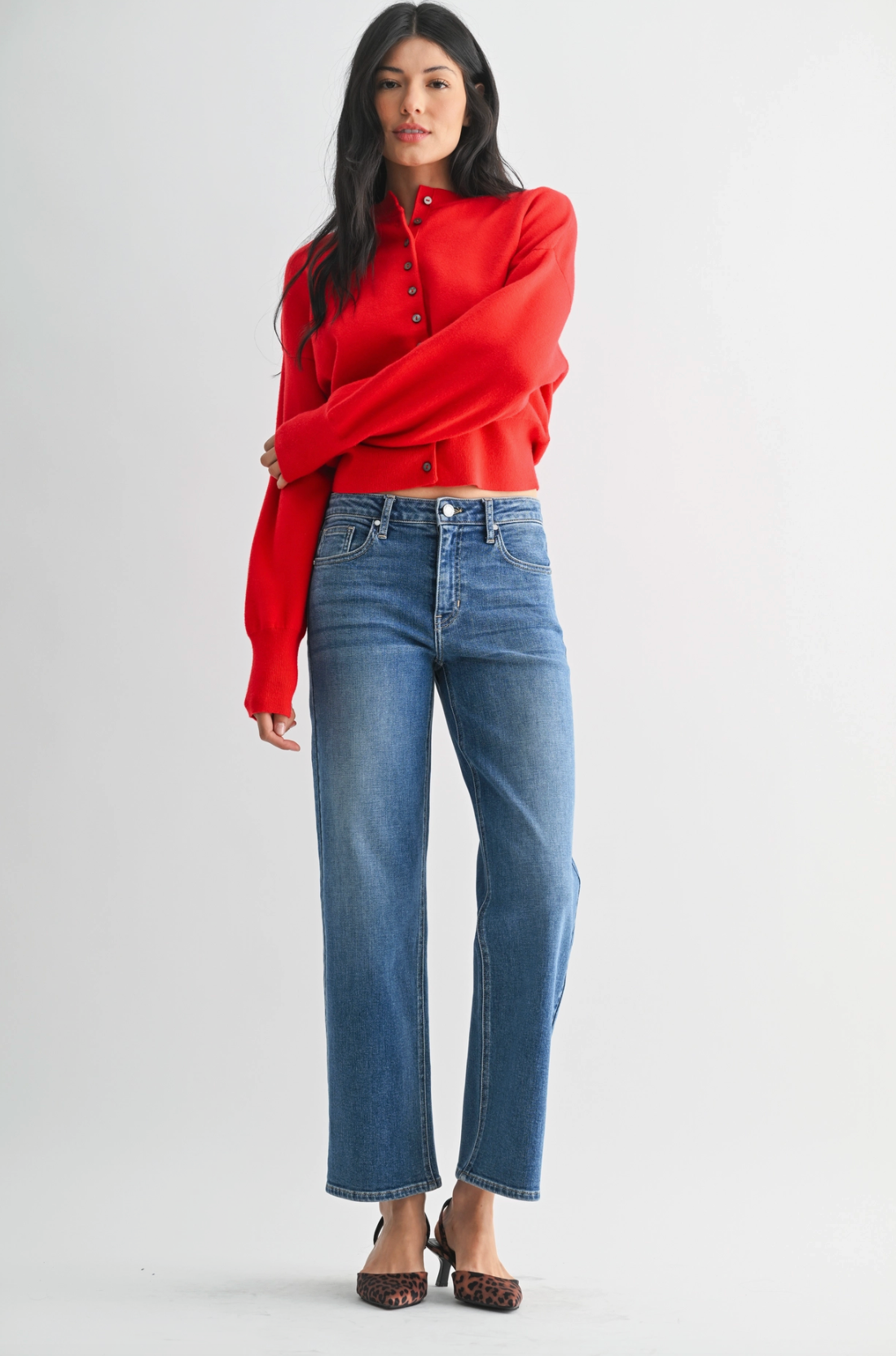 Millie Mid Rise Slim Wide Leg