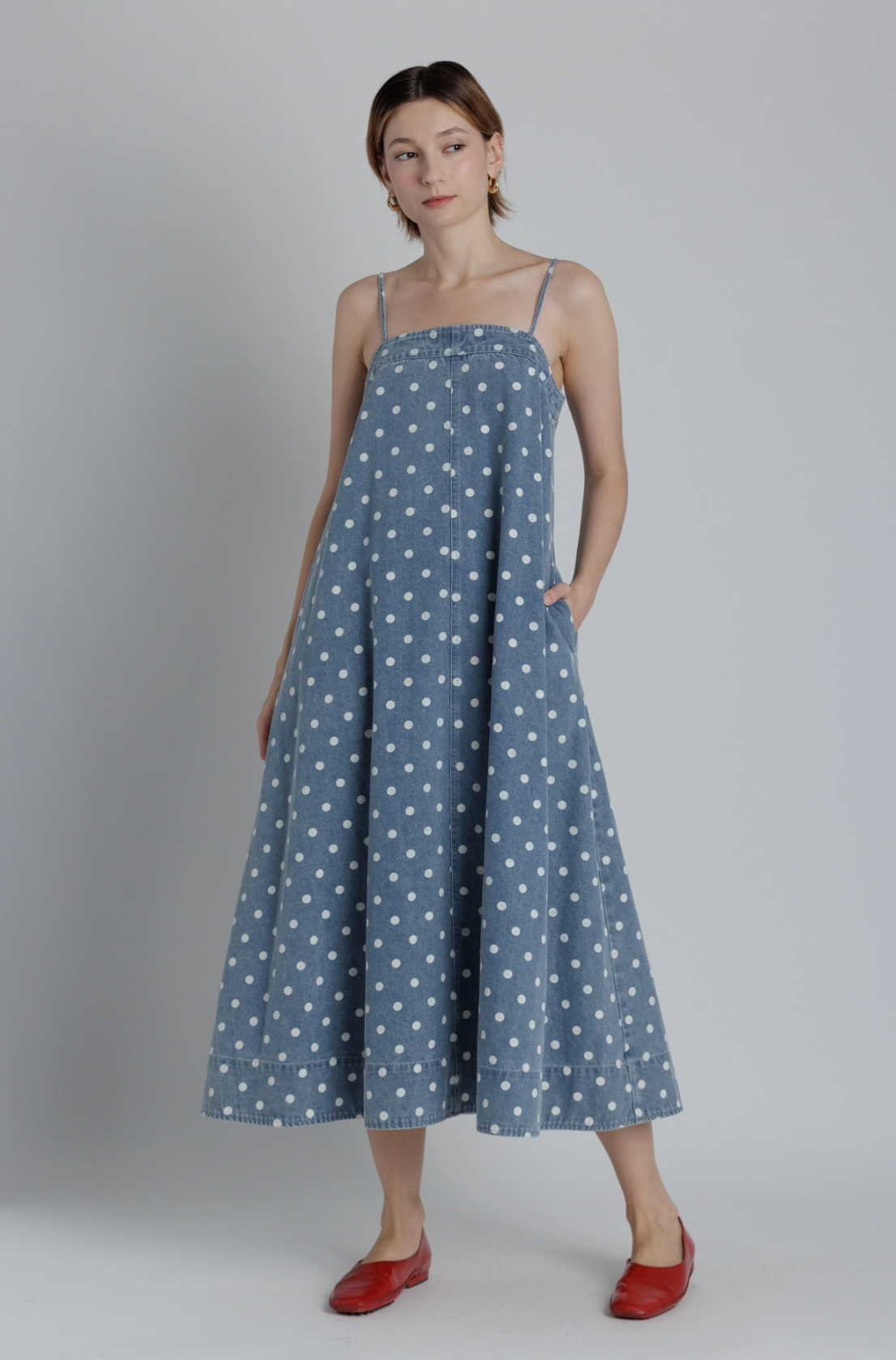 Denim A-Line Midi Dress