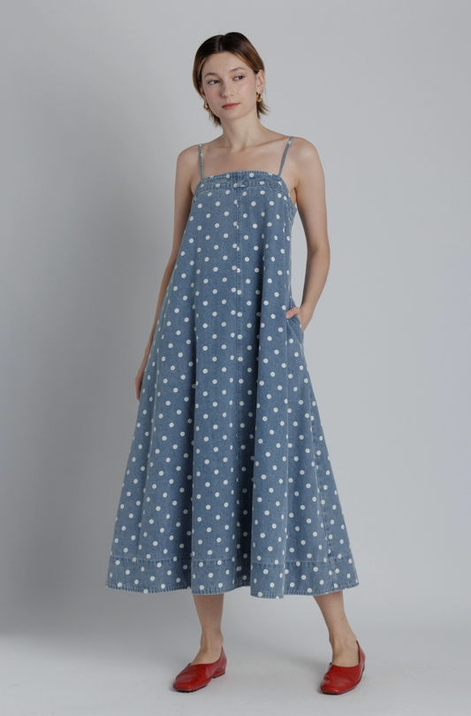 Denim A-Line Midi Dress