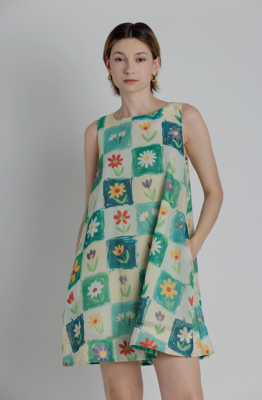 Maya Flower Print Mini Dress
