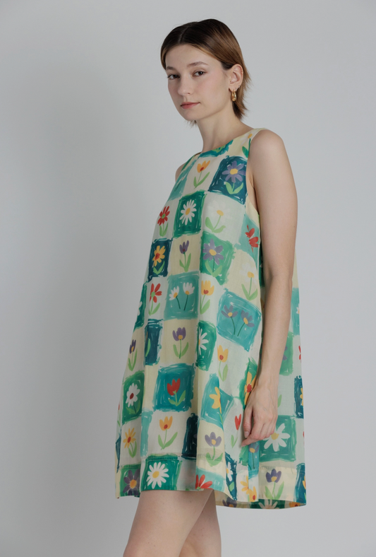 Maya Flower Print Mini Dress