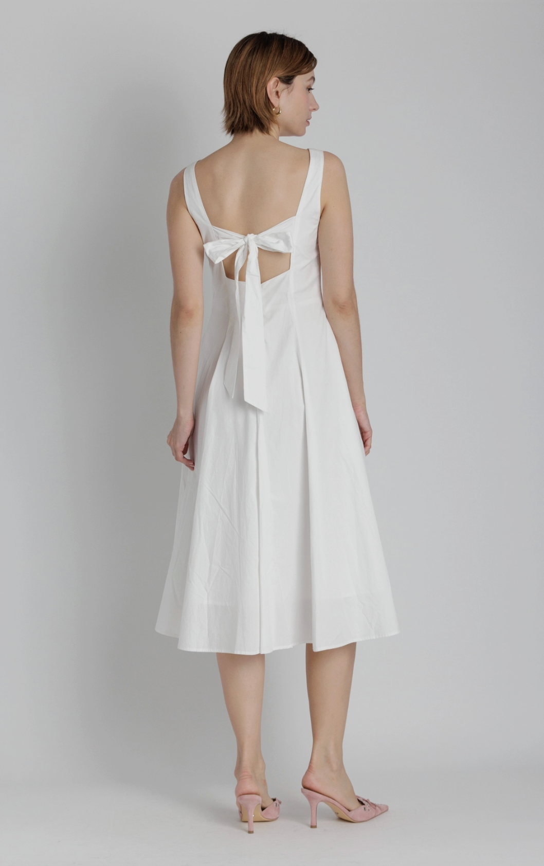 Poplin Keyhole Midi Dress