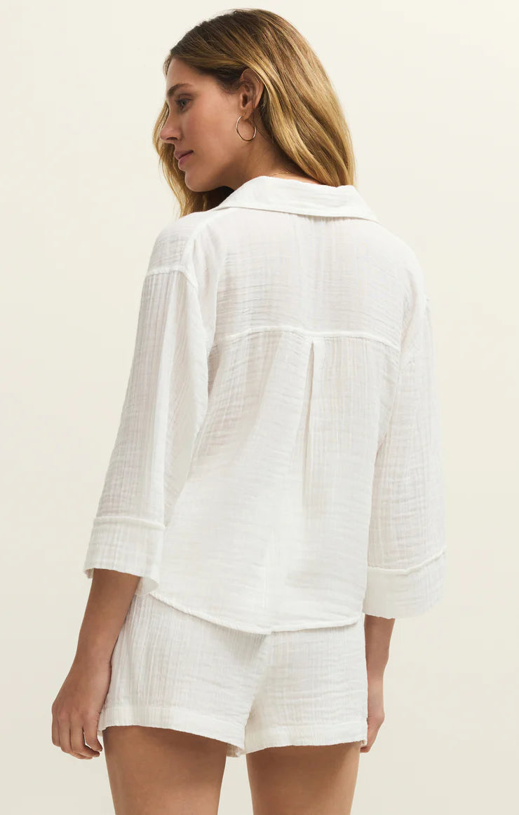 Helena Airy Gauze Button Up
