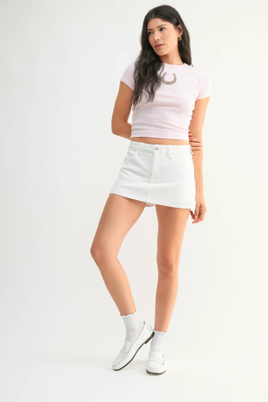 White Denim Skort