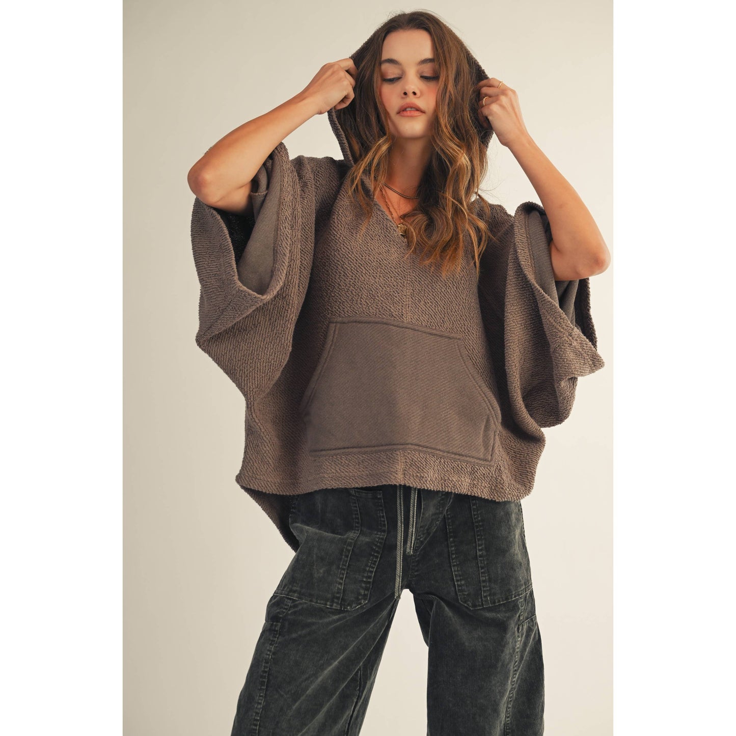 Washed Vintage V Neck Hoodie