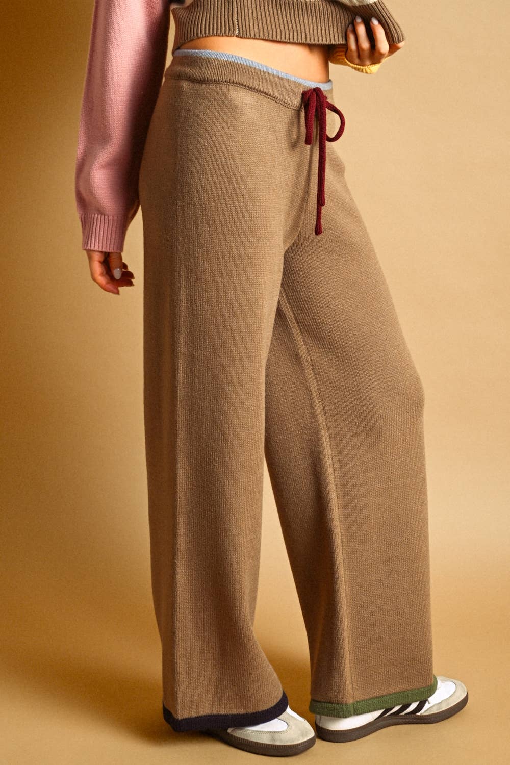 Color Mixed Knit Pants