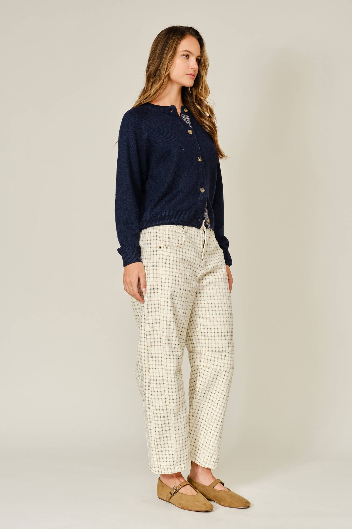 Plaid Barrel Pants