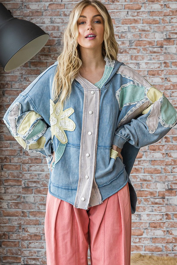 Floral Patchwork Pullover Hoodie