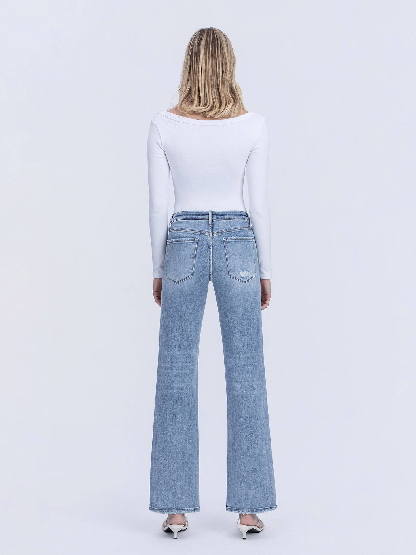 Undisputable Tummy Control Mid Rise Light Wash Slim Wide Jeans