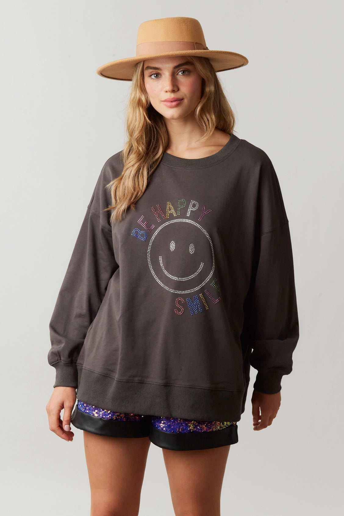 Be Happy Smiley Face Sweatshirt