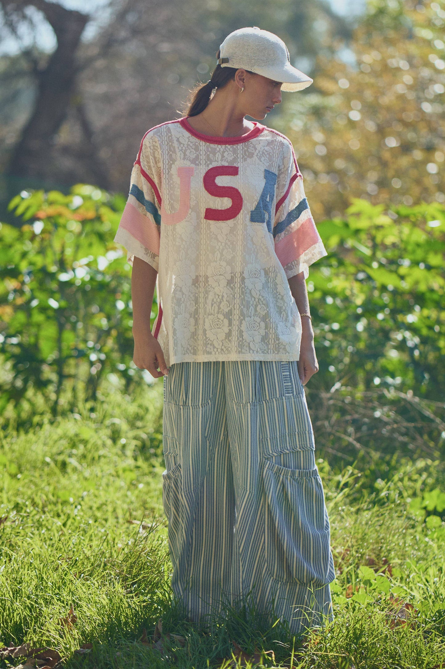 USA Patchwork Lace Top