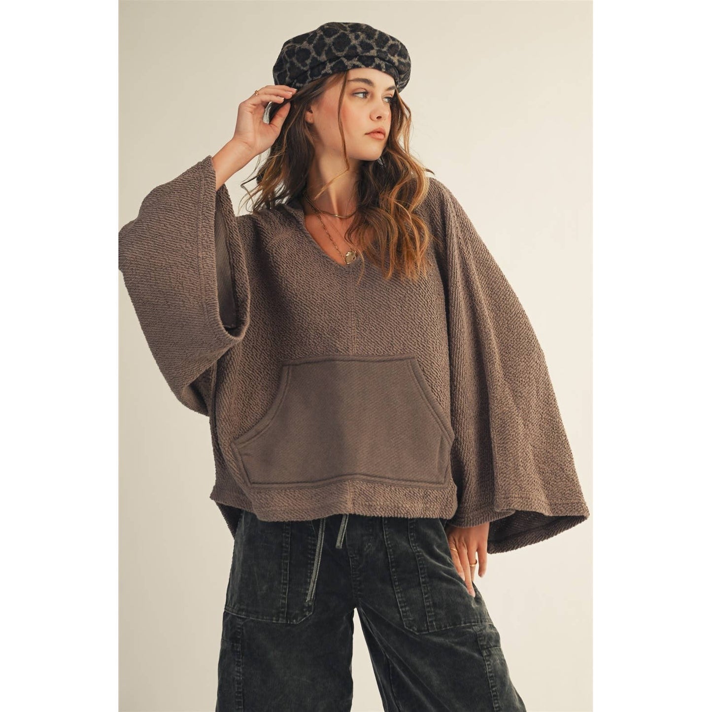 Washed Vintage V Neck Hoodie