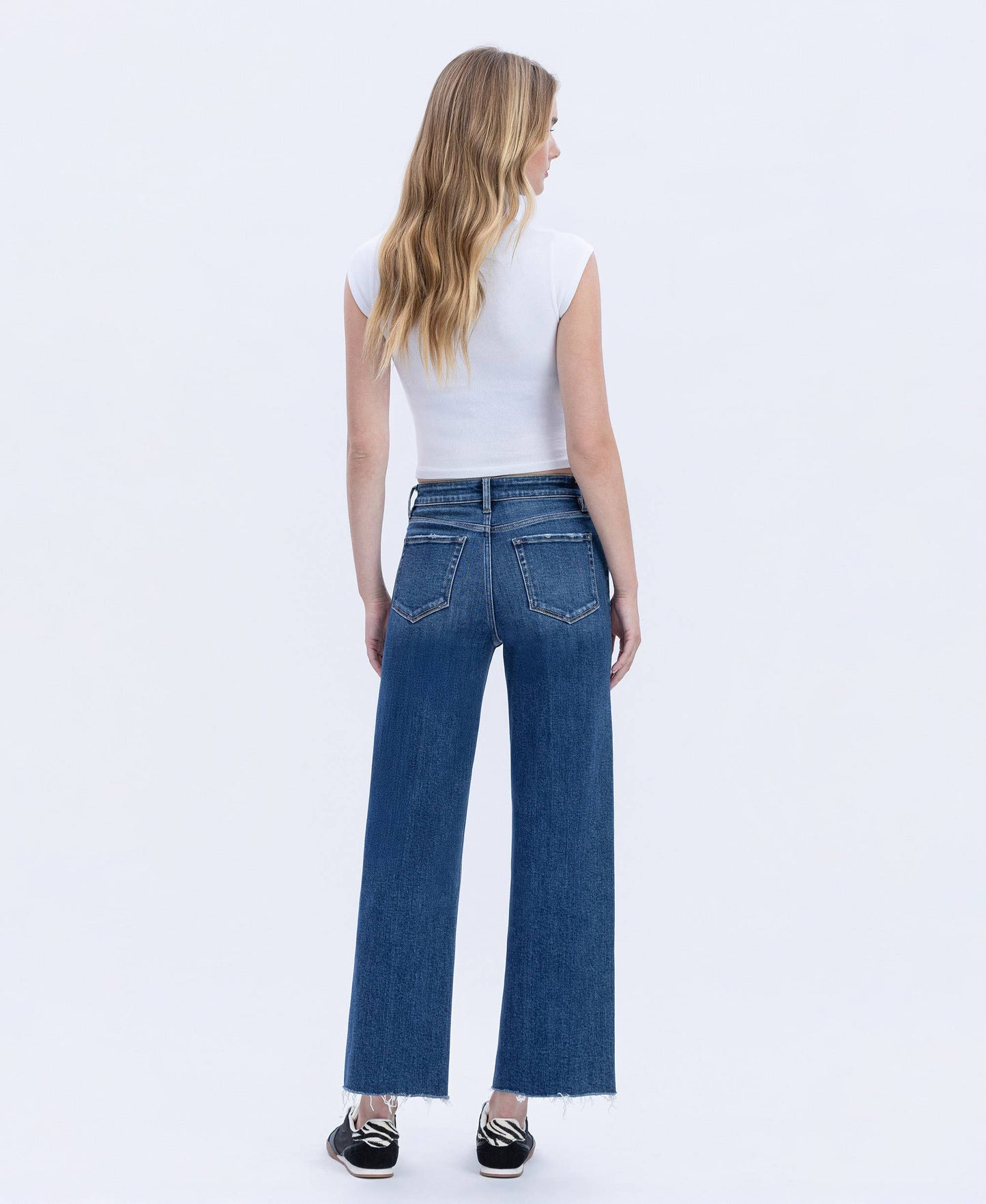 Rational High Rise Trouser Press Wide Leg Jeans