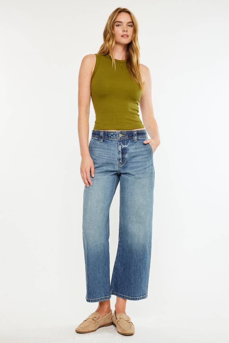 Mid Rise Loose Barrel Jean