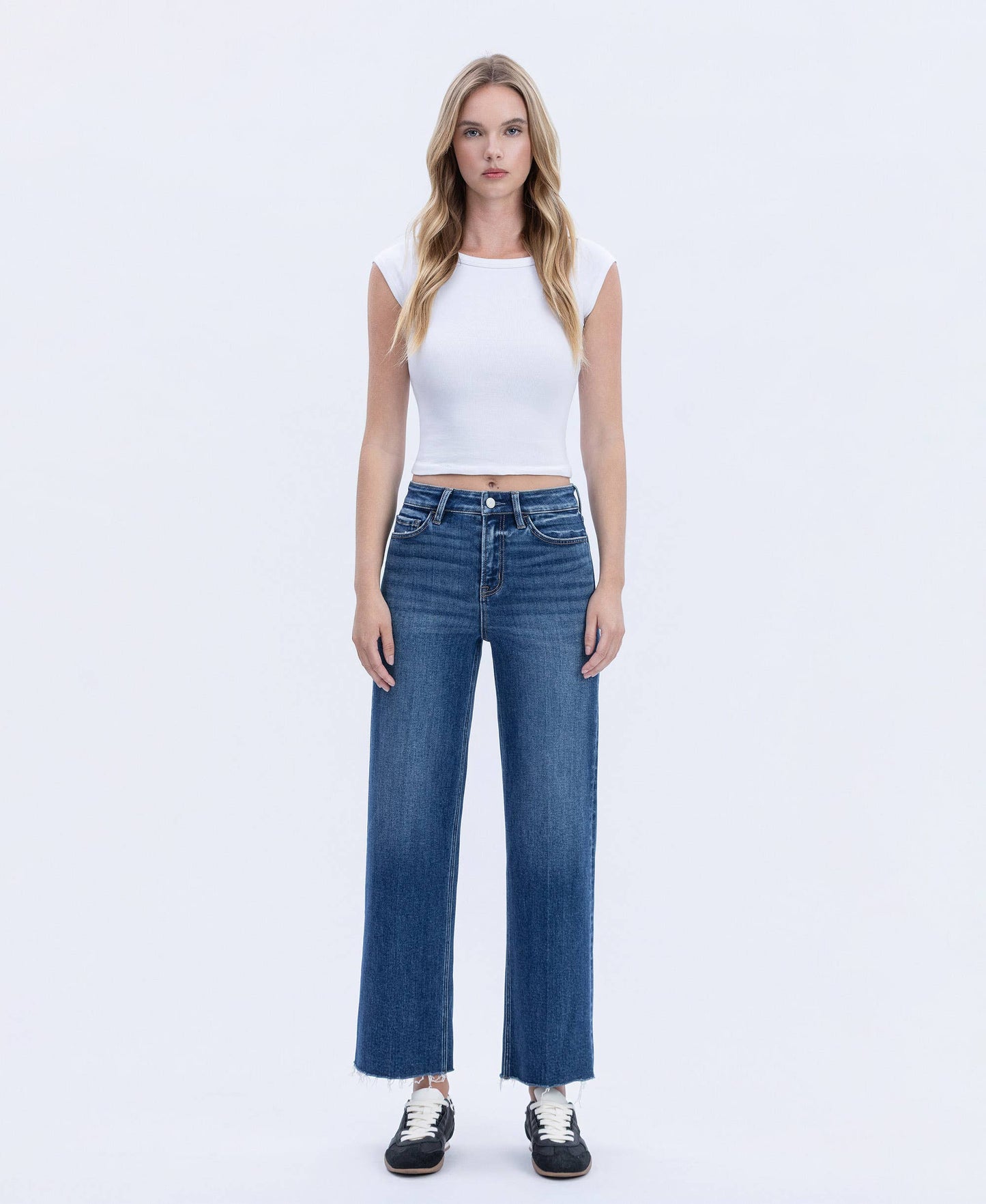 Rational High Rise Trouser Press Wide Leg Jeans