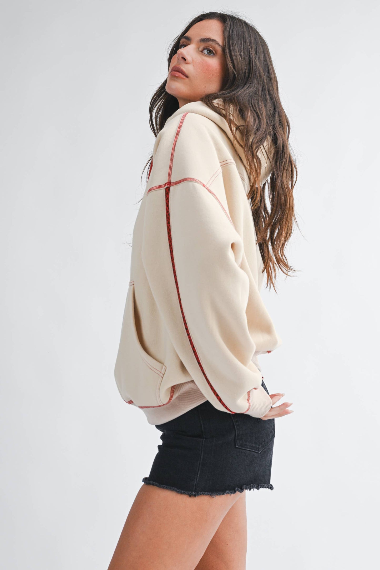 Contrast Stitch Oversized Hoodie