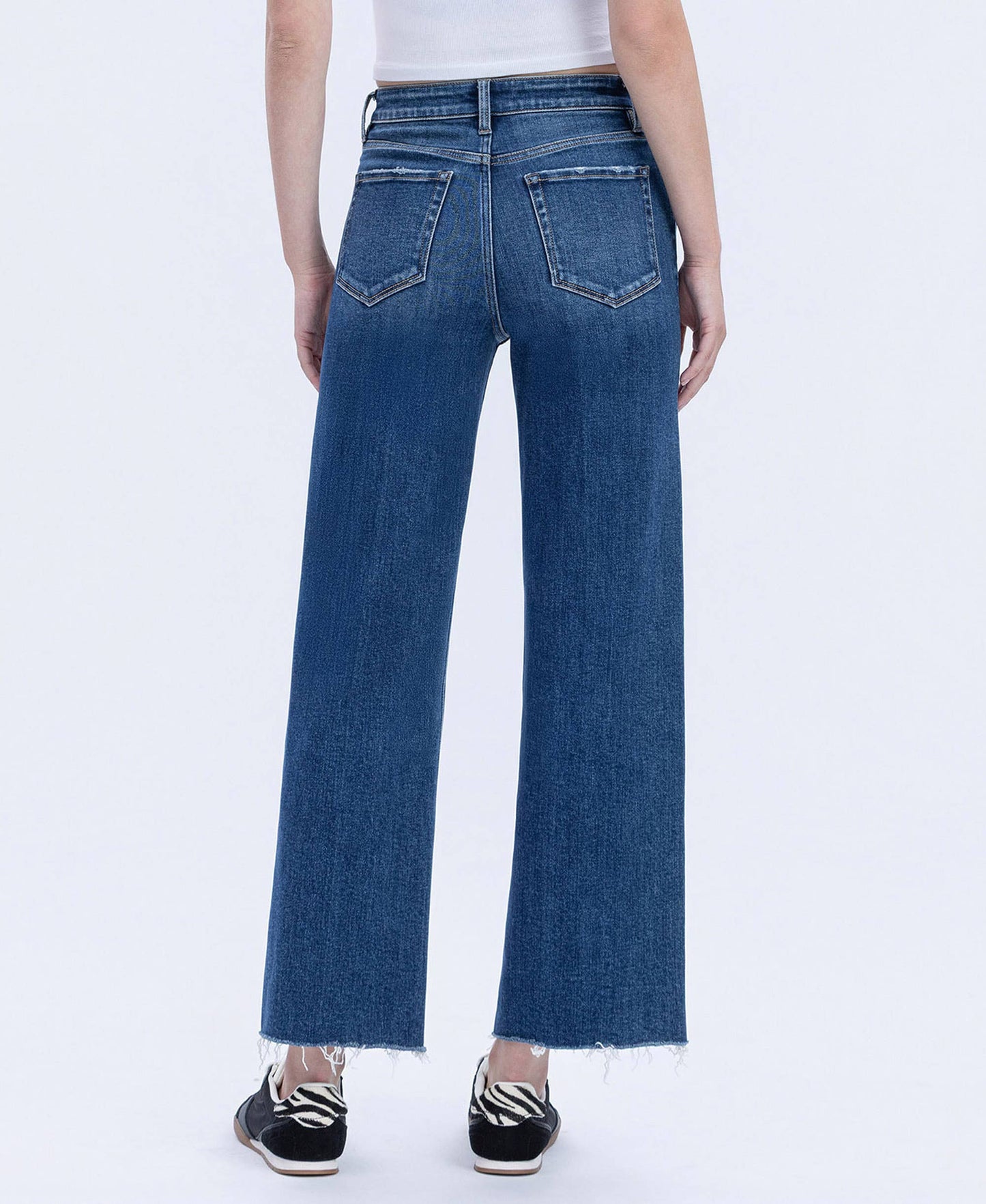 Rational High Rise Trouser Press Wide Leg Jeans