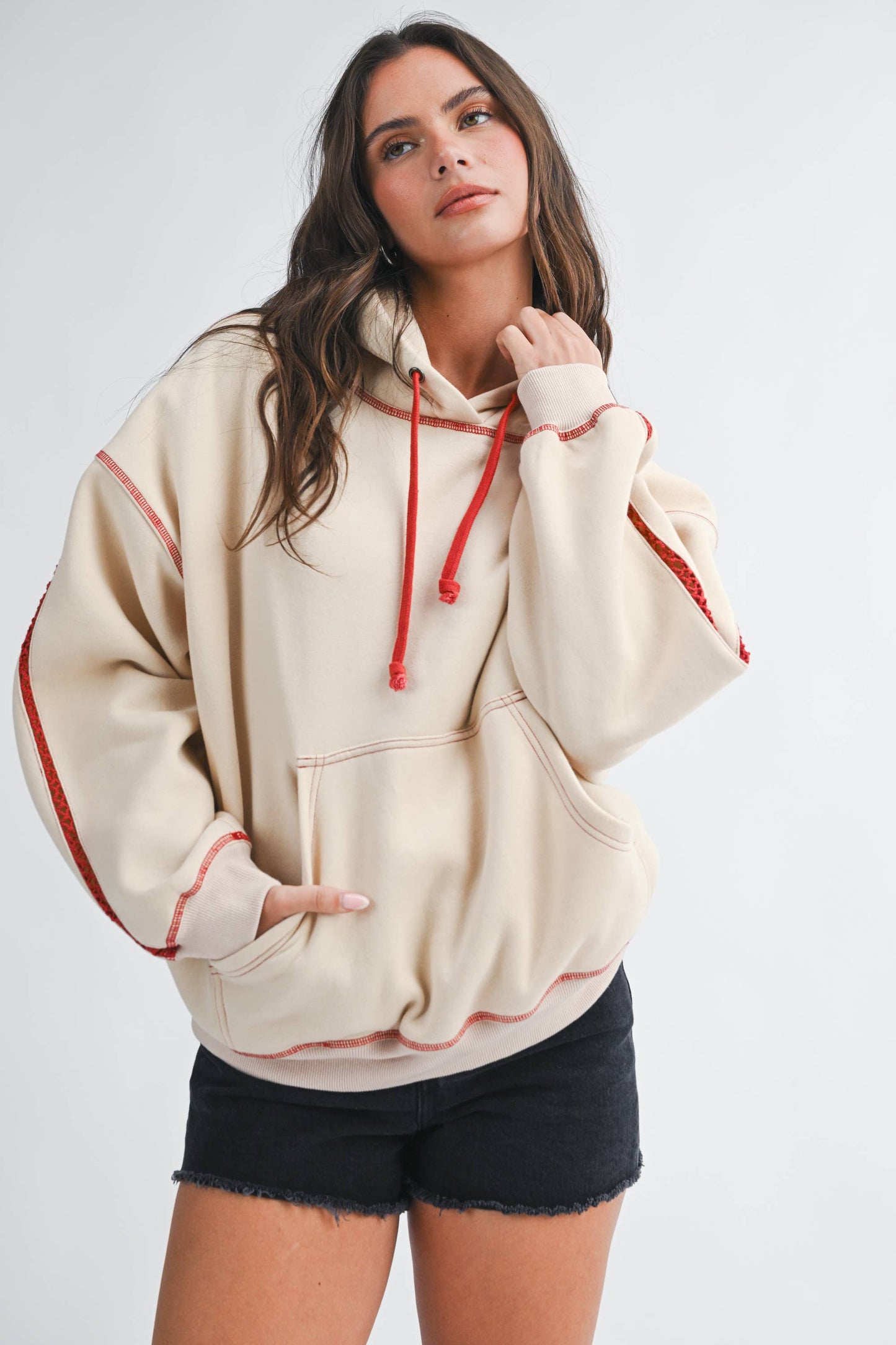Contrast Stitch Oversized Hoodie