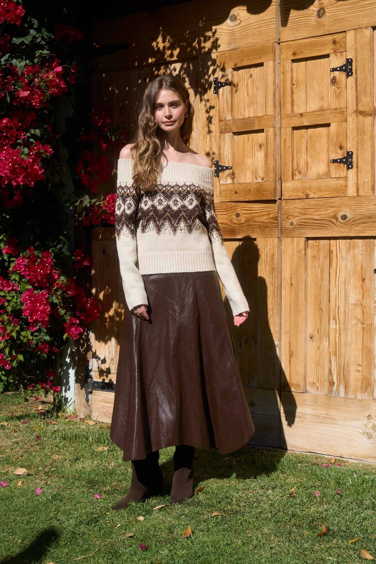 Off the Shoulder Fair Isle Sweater