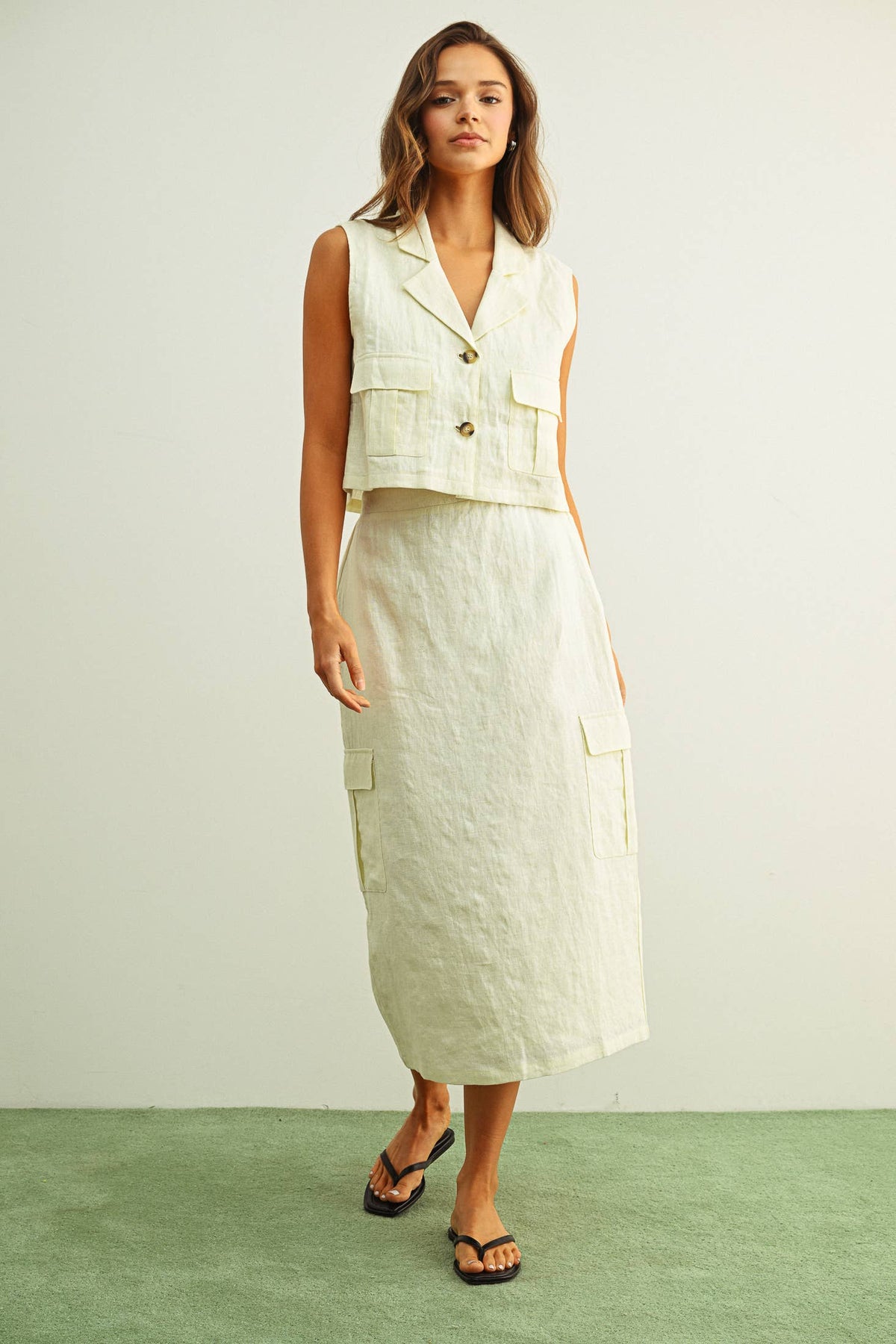 Linen Cargo Vest
