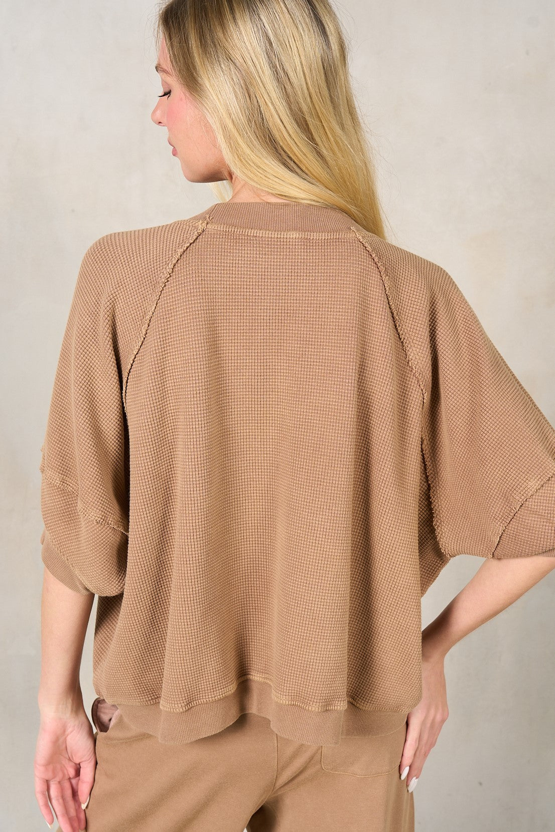 Waffle Puff Sleeve Top