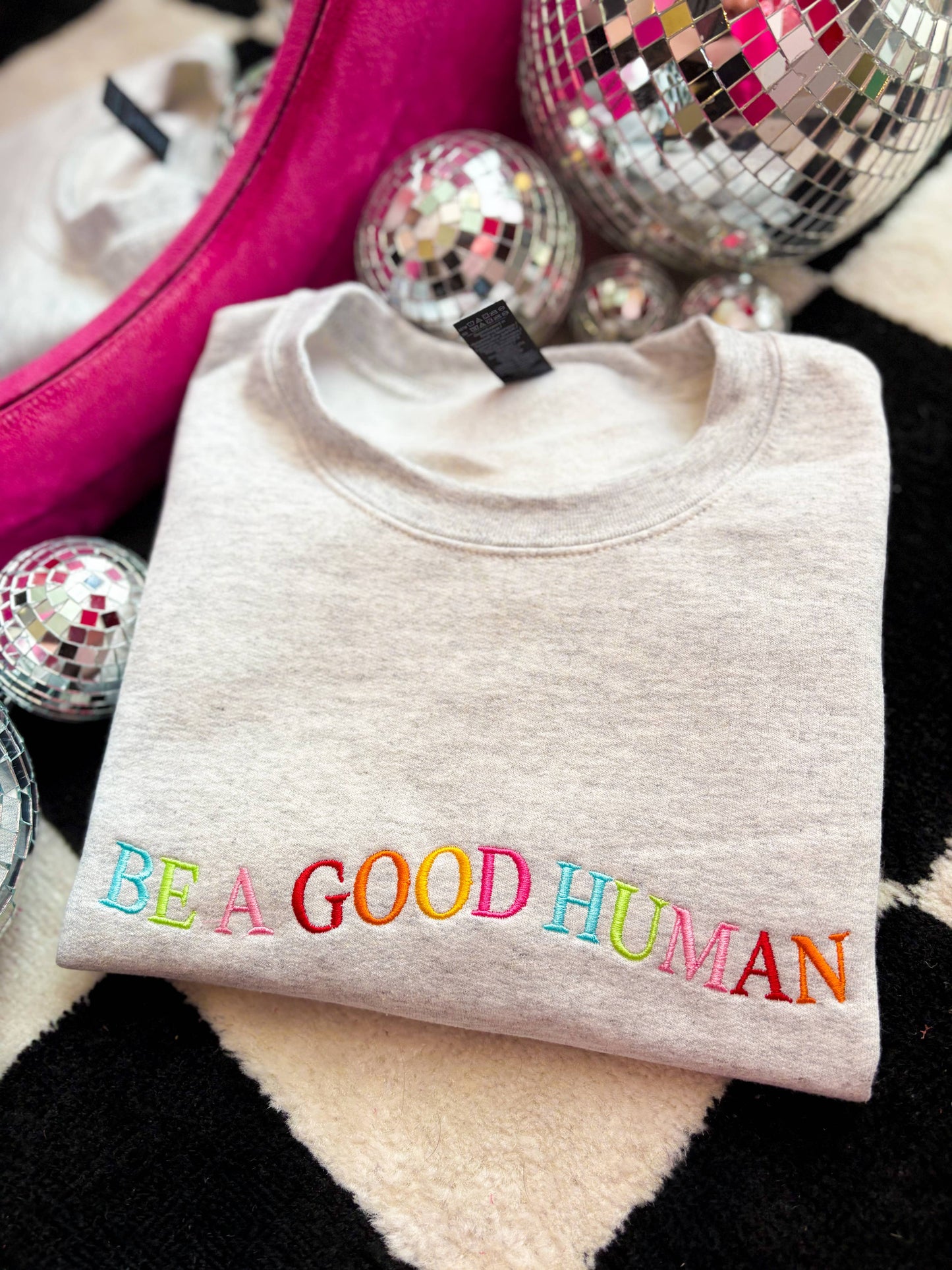 Be A Good Human Embroidered Crewneck