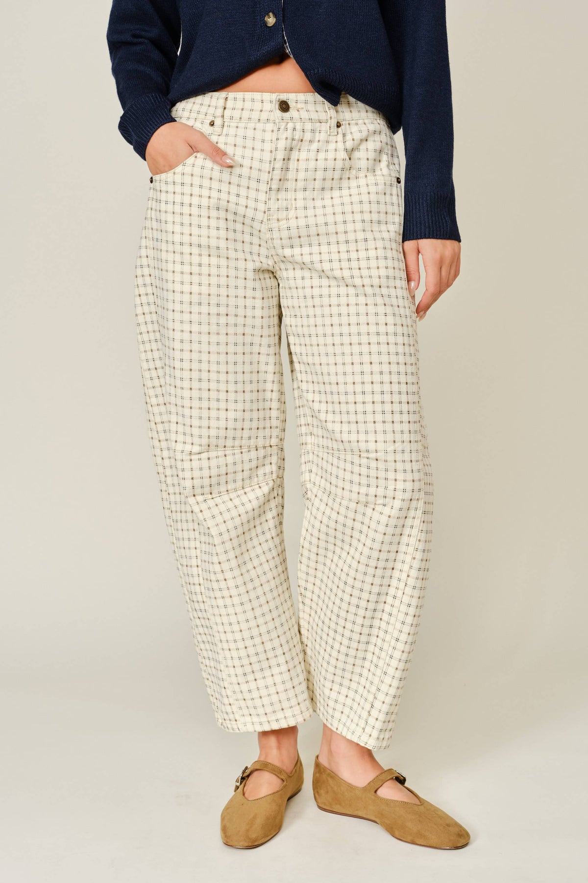 Plaid Barrel Pants