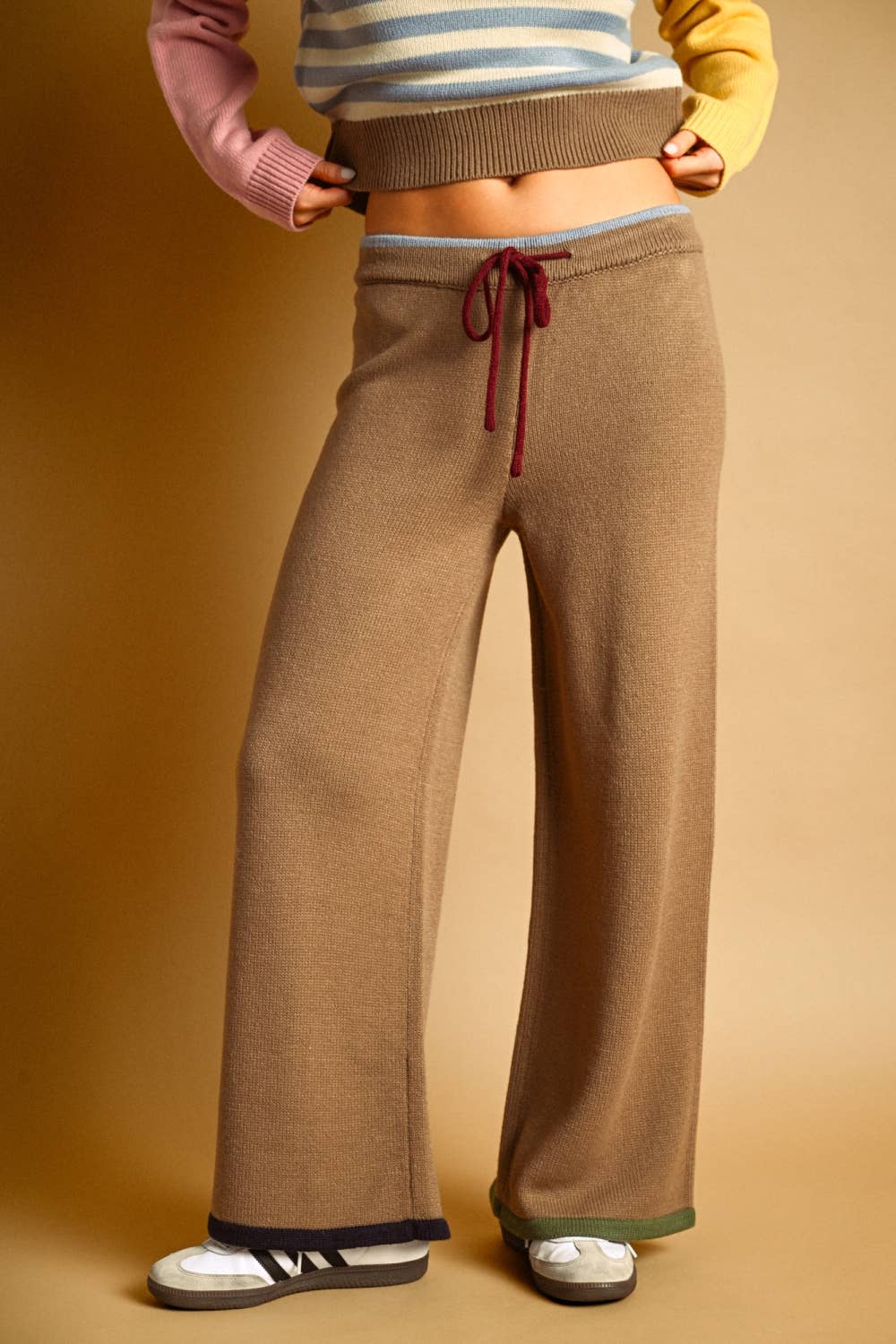 Color Mixed Knit Pants
