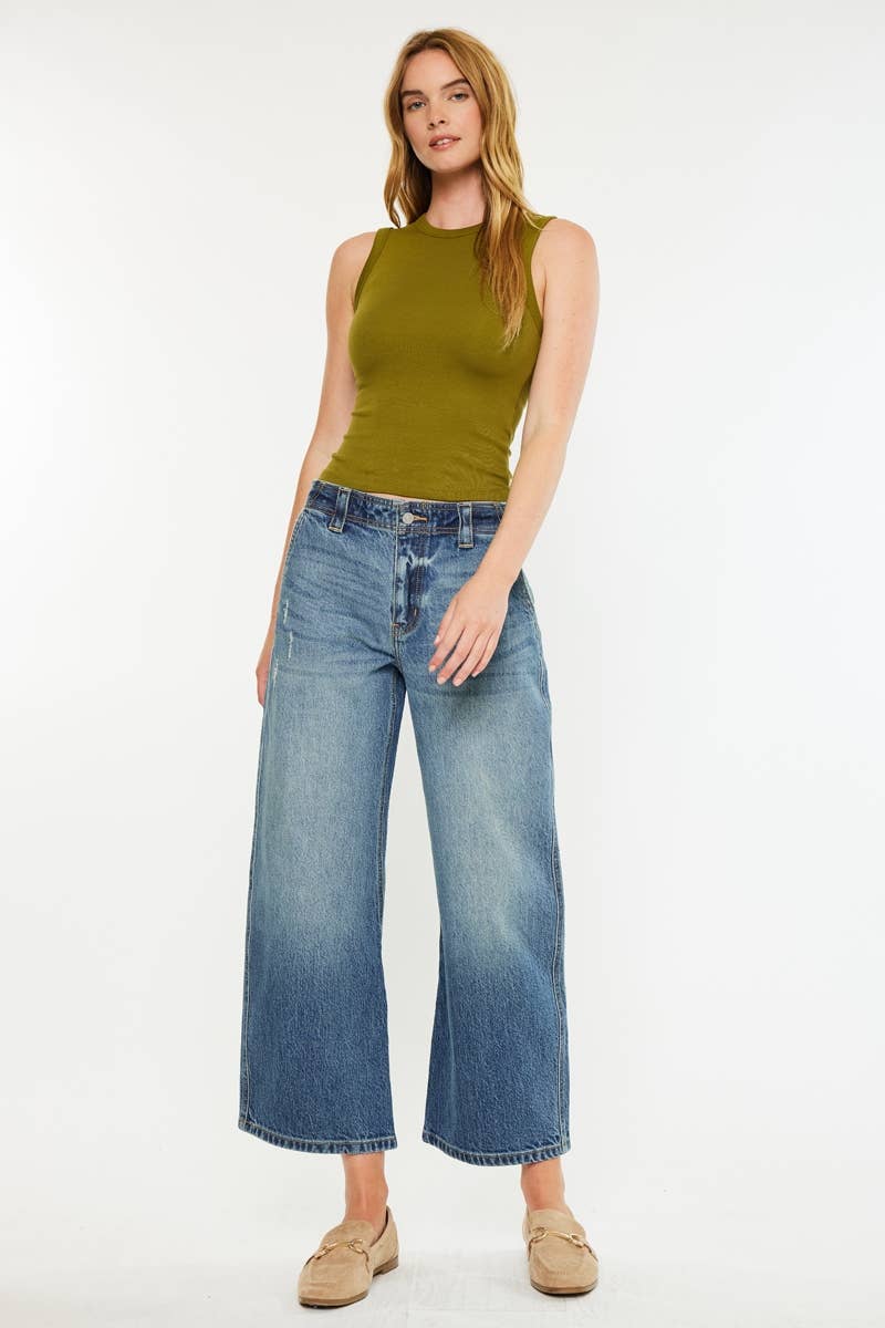 Mid Rise Loose Barrel Jean
