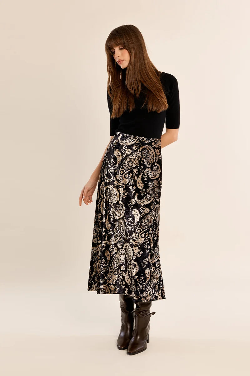 Paisley Satin Skirt