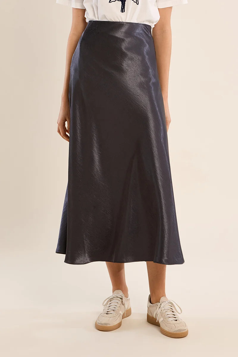 Gunmetal Satin Skirt