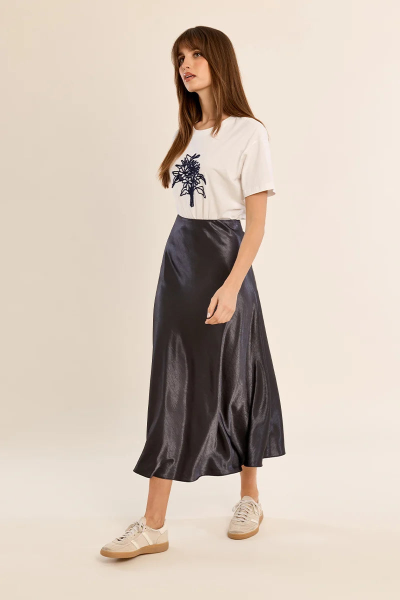Gunmetal Satin Skirt
