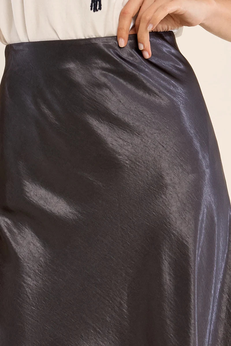 Gunmetal Satin Skirt