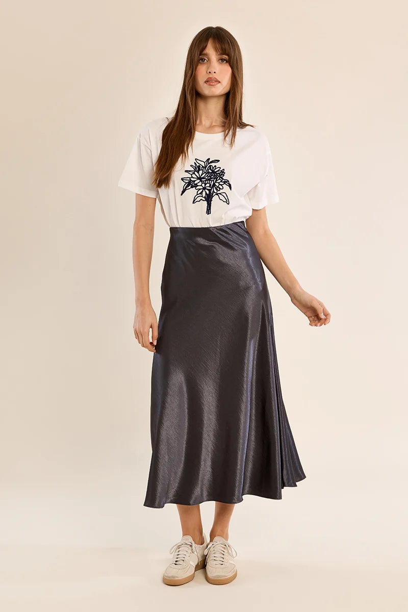 Gunmetal Satin Skirt